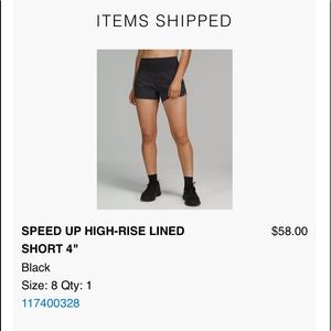 Lululemon Speed up high rise short Sz 8 NWOT
